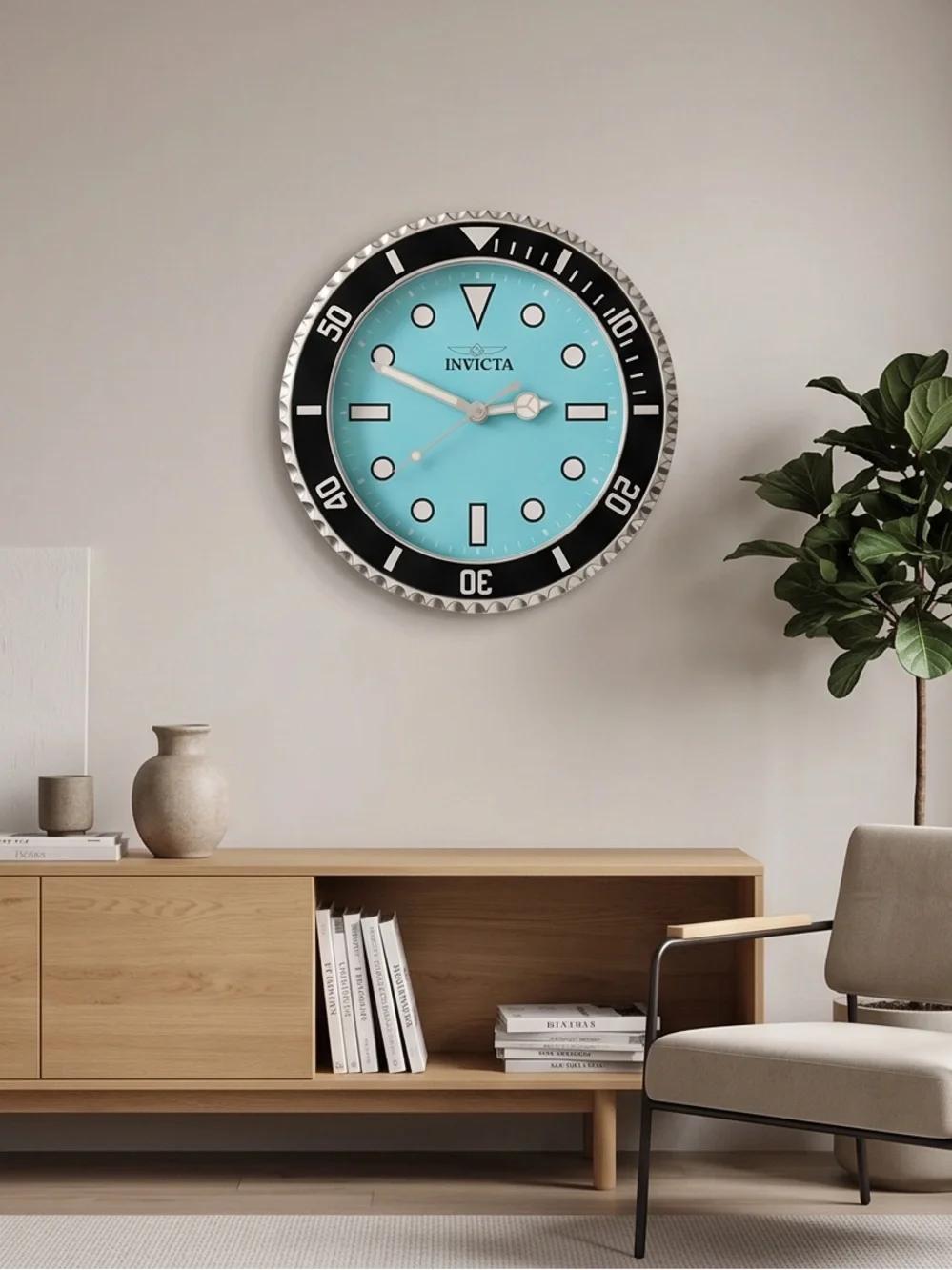 Invicta Tiffany Blue and Black Pro Diver Wall Clock